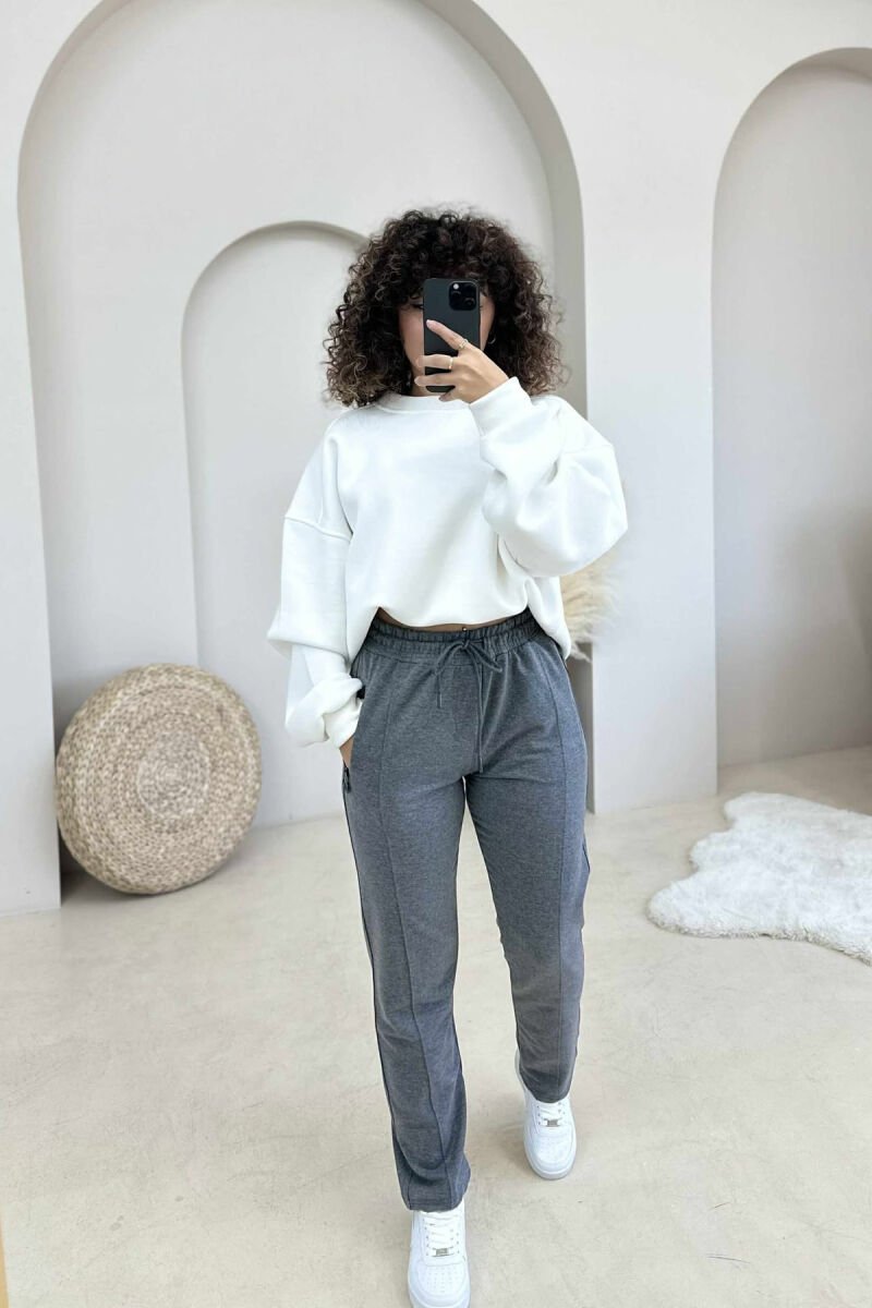 SIMPLE ONE COLOR WOMAN SWEATPANTS DARK GREY/GEE - 1