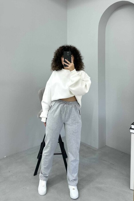 SIMPLE ONE COLOR WOMAN SWEATPANTS LIGHT GREY/GZ - KLAUDIO FASHION