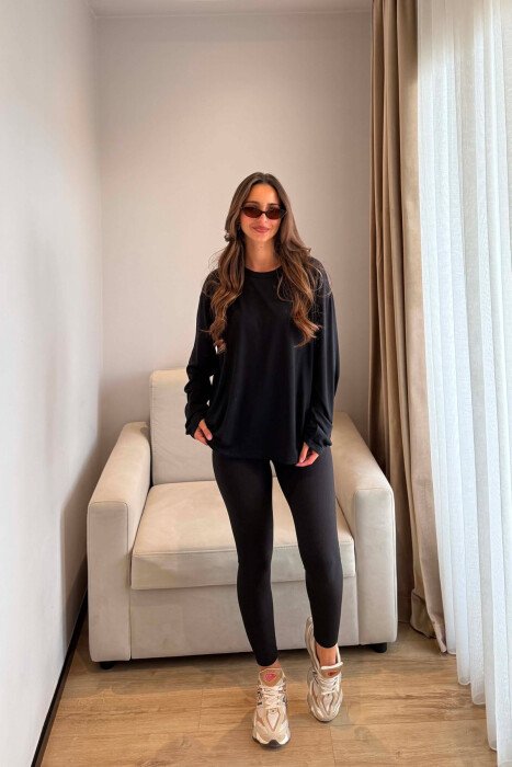 SIMPLE ONE COLOR WOMAN SWEATSHIRT BLACK/ E ZEZE - KLAUDIO FASHION