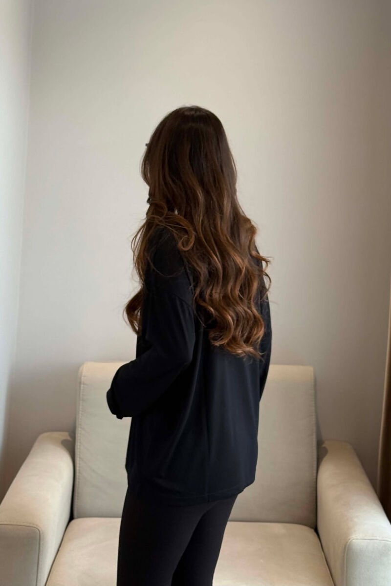 SIMPLE ONE COLOR WOMAN SWEATSHIRT BLACK/ E ZEZE - 4