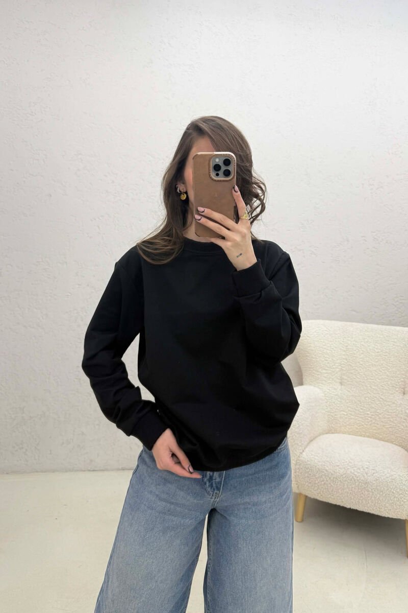 SIMPLE ONE COLOR WOMAN SWEATSHIRT BLACK/ E ZEZE - 2