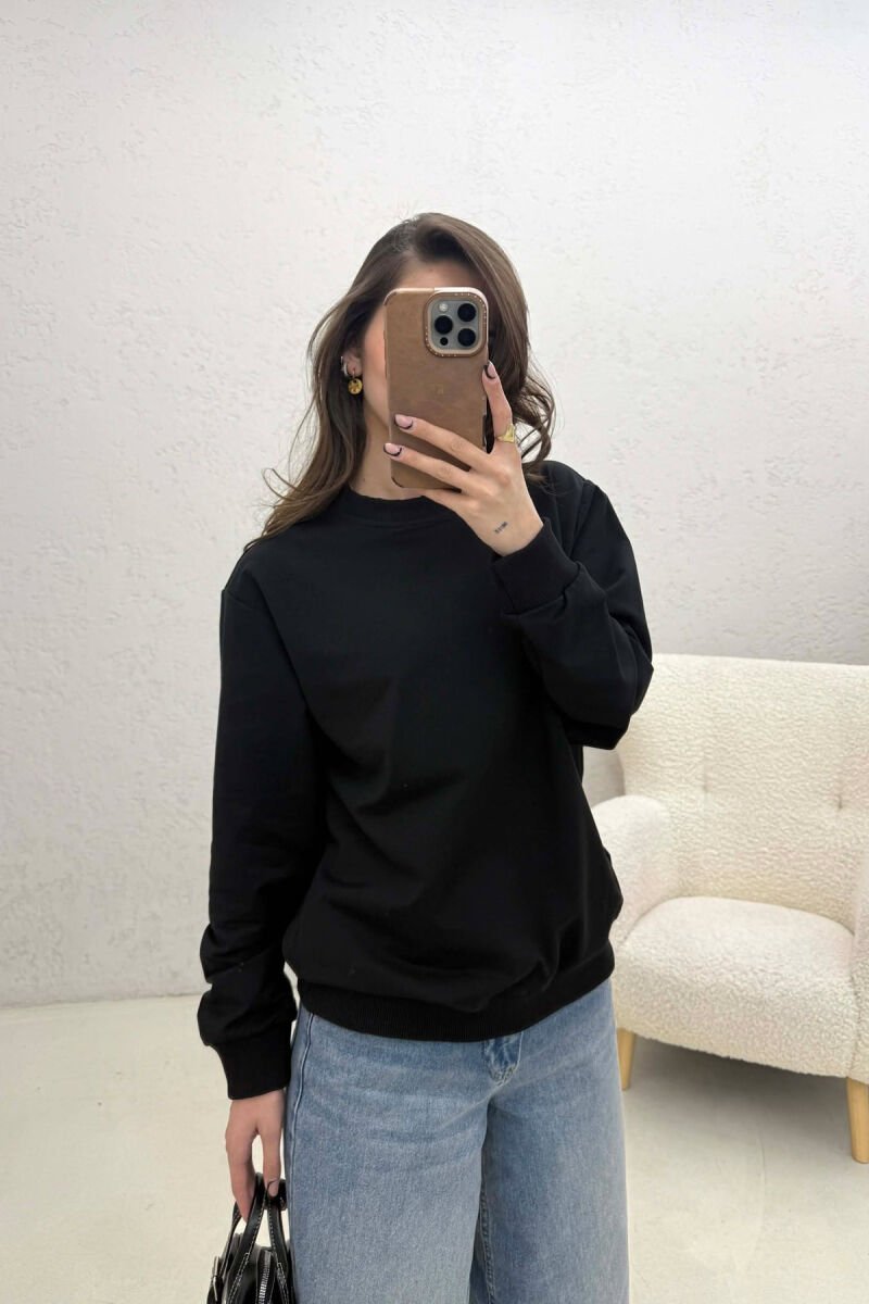 SIMPLE ONE COLOR WOMAN SWEATSHIRT BLACK/ E ZEZE - 3