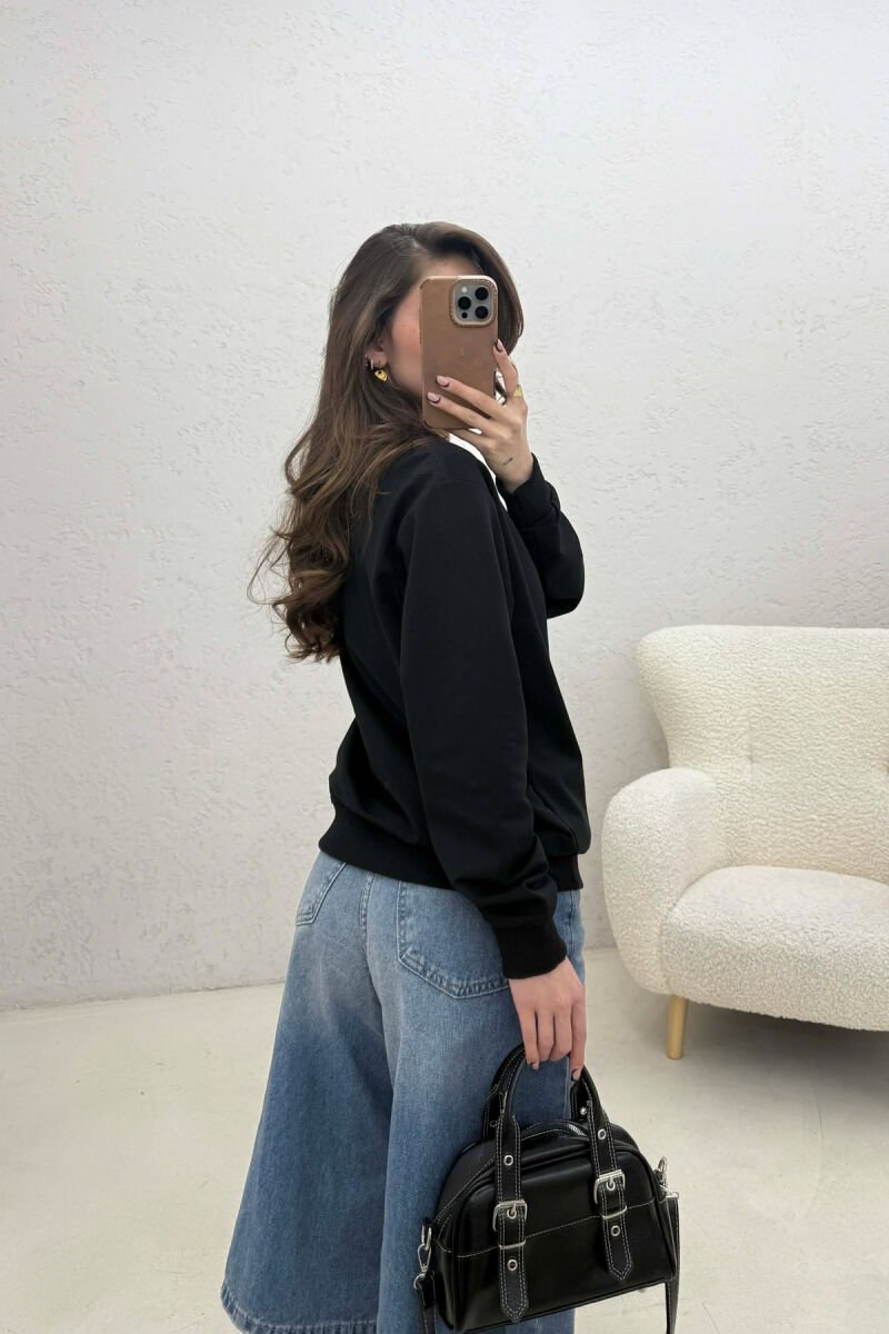 SIMPLE ONE COLOR WOMAN SWEATSHIRT BLACK/ E ZEZE - 4