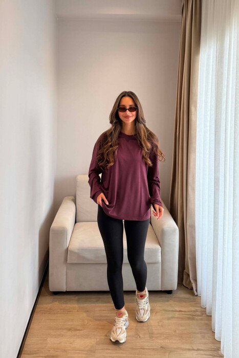 SIMPLE ONE COLOR WOMAN SWEATSHIRT BURGUNDY/VISHNJE - KLAUDIO FASHION