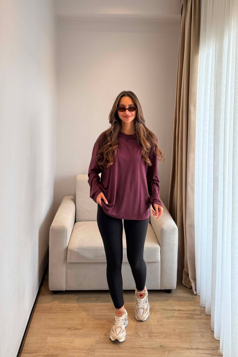 SIMPLE ONE COLOR WOMAN SWEATSHIRT BURGUNDY/VISHNJE - 1