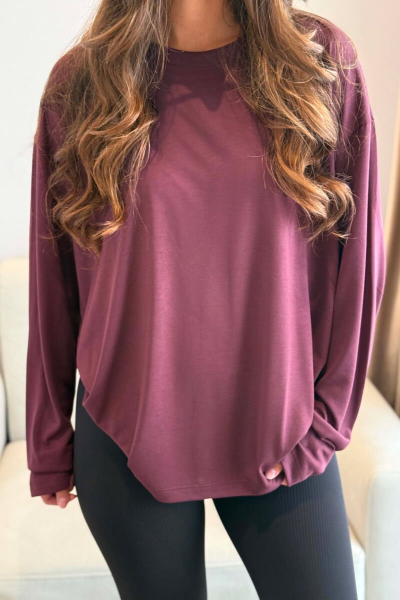 SIMPLE ONE COLOR WOMAN SWEATSHIRT BURGUNDY/VISHNJE - 2