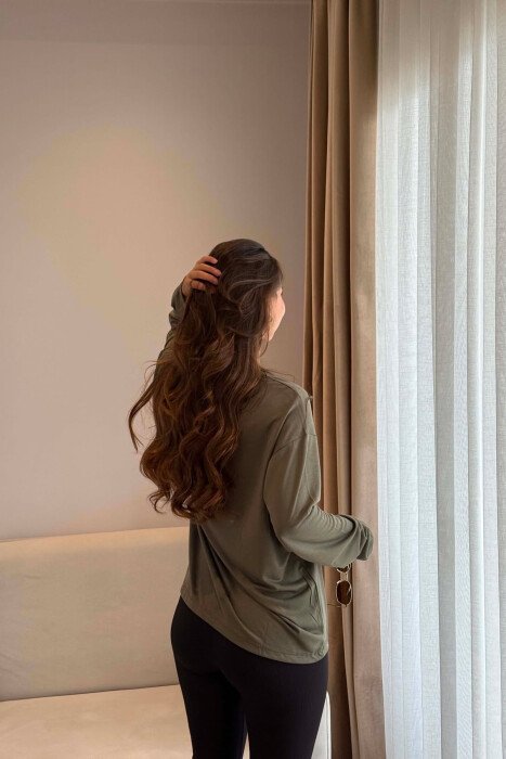 SIMPLE ONE COLOR WOMAN SWEATSHIRT OLIVE/ULLI - 2