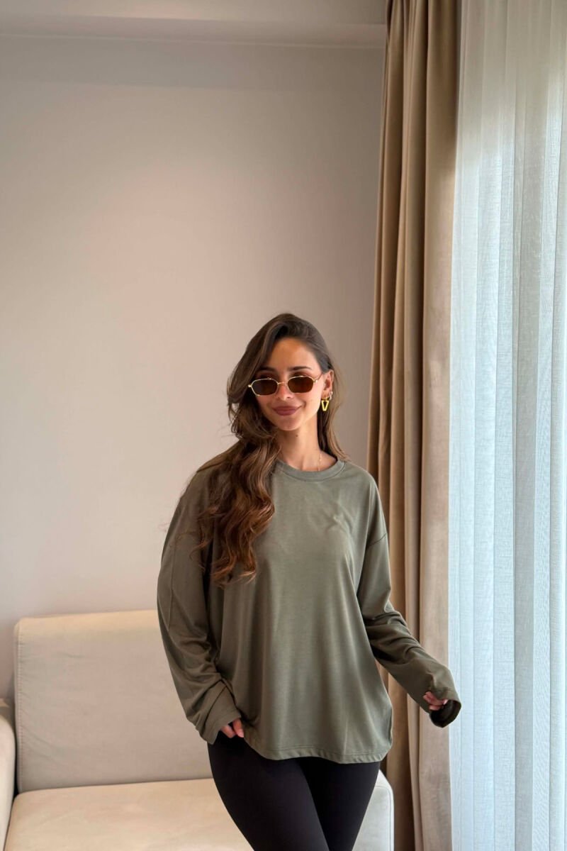 SIMPLE ONE COLOR WOMAN SWEATSHIRT OLIVE/ULLI - 4