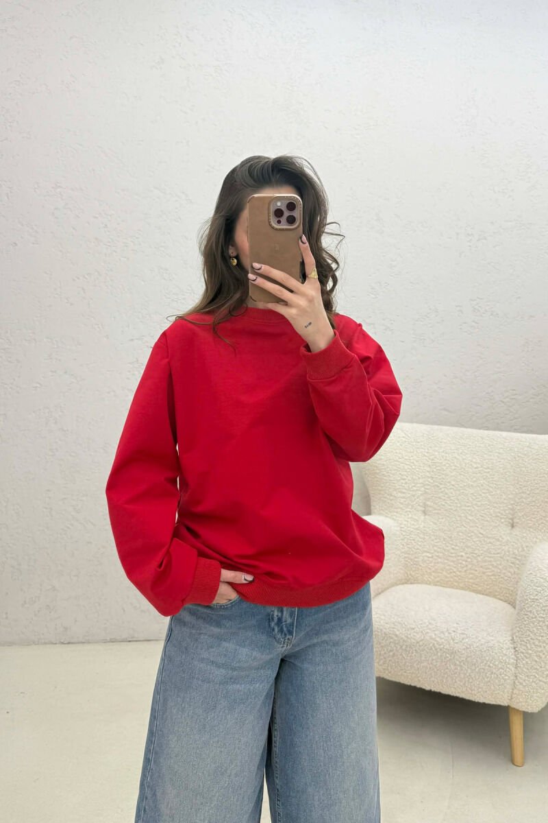SIMPLE ONE COLOR WOMAN SWEATSHIRT RED/E KUQE - 1