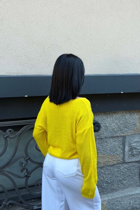 SIMPLE ONE COLOR WOMAN SWEATSHIRT YELLOW/E VERDHE - 2