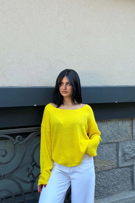 SIMPLE ONE COLOR WOMAN SWEATSHIRT YELLOW/E VERDHE - 3