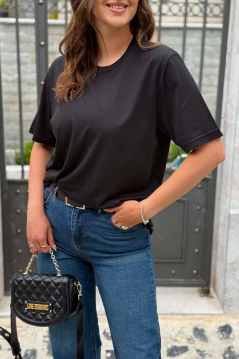 SIMPLE ONE COLOR WOMAN T-SHIRT + 6 PAIR SOCKS BLACK/ E ZEZE - 5