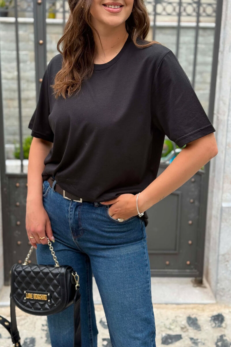 SIMPLE ONE COLOR WOMAN T-SHIRT + 6 PAIR SOCKS BLACK/ E ZEZE - 5