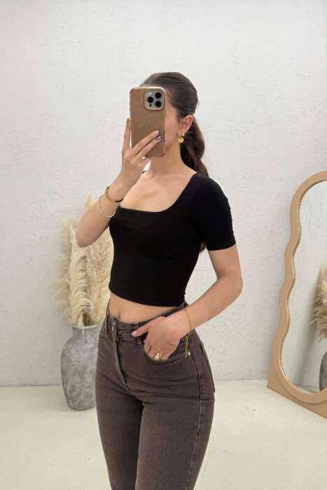 SIMPLE ONE COLOR WOMAN T-SHIRT BLACK/ E ZEZE - 3
