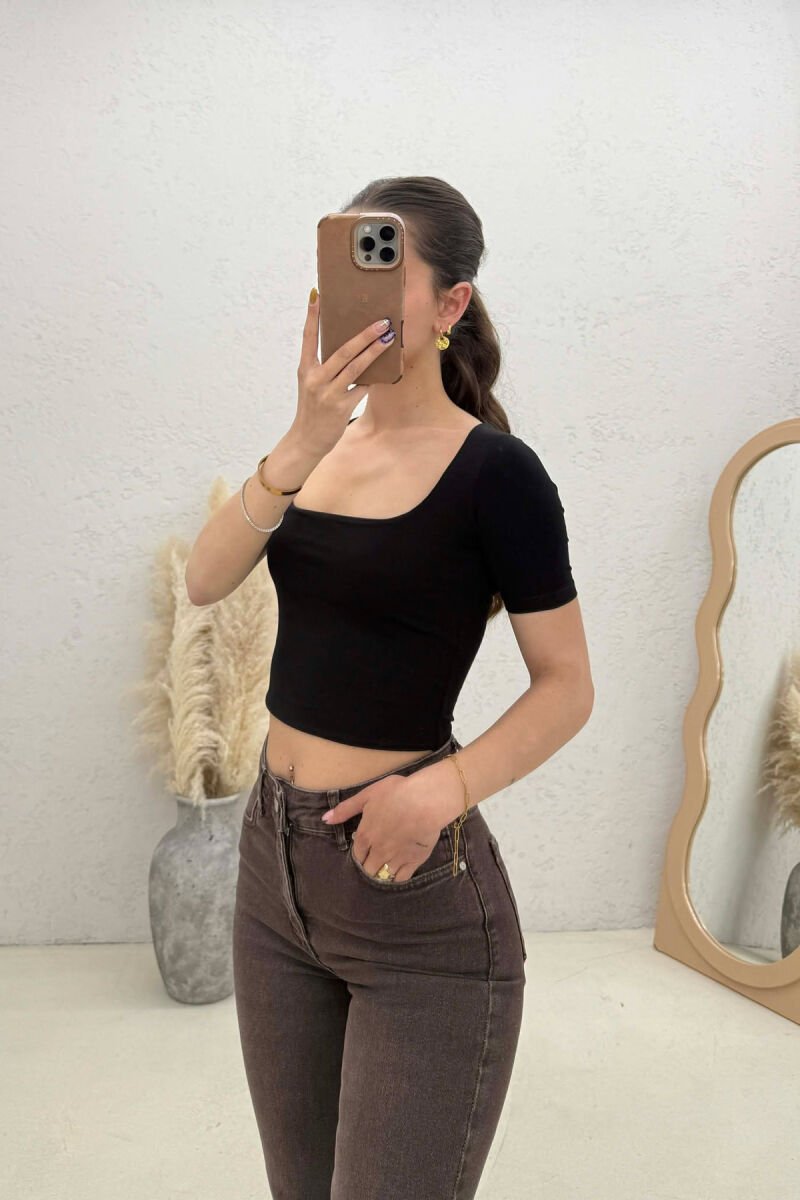 SIMPLE ONE COLOR WOMAN T-SHIRT BLACK/ E ZEZE - 3