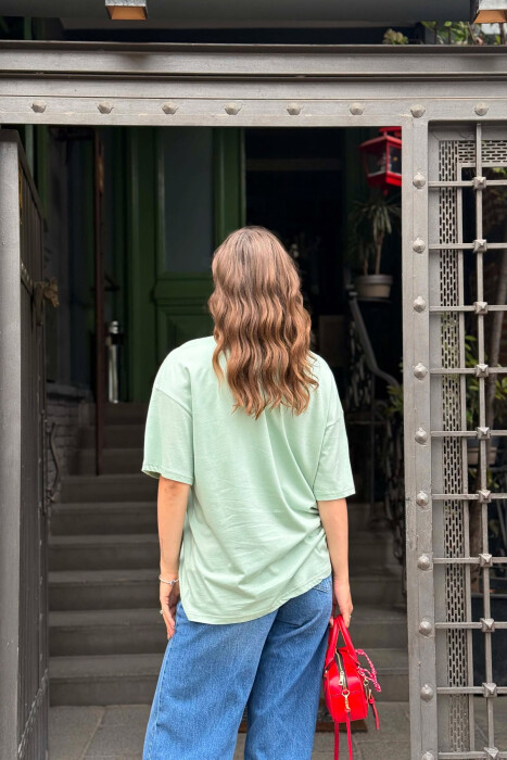 SIMPLE ONE COLOR WOMAN T-SHIRT + 6 PAIR SOCKS MINT/MENTE - 6