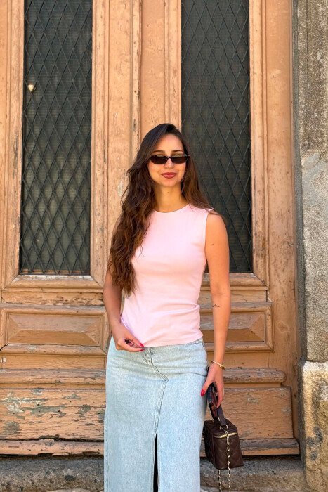SIMPLE ONE COLOR WOMAN TANK TOP PINK/ROZE - 4