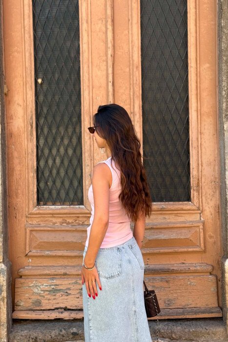 SIMPLE ONE COLOR WOMAN TANK TOP PINK/ROZE - 6