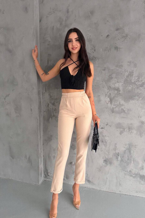 SIMPLE ONE COLOR WOMAN TROUSER BEIGE/BEZHE - 4