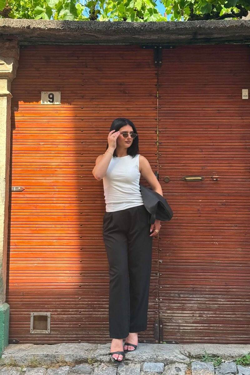 SIMPLE ONE COLOR WOMAN TROUSERS BLACK/ E ZEZE - 1