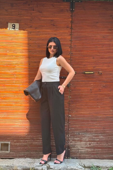 SIMPLE ONE COLOR WOMAN TROUSERS BLACK/ E ZEZE - 2