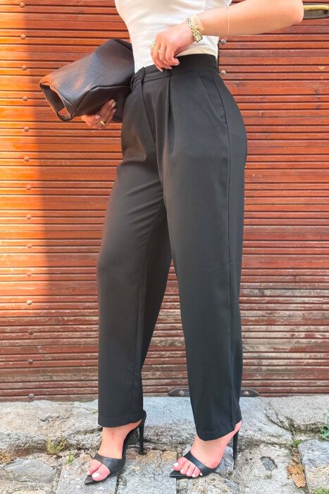 SIMPLE ONE COLOR WOMAN TROUSERS BLACK/ E ZEZE - 5