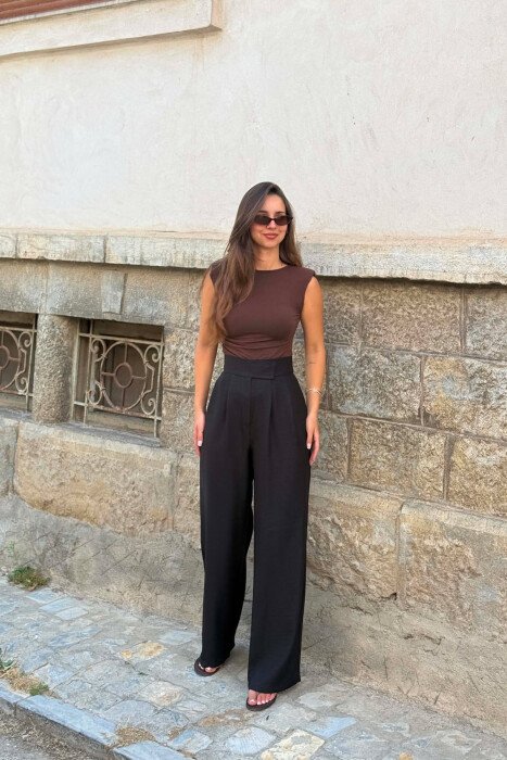 SIMPLE ONE COLOR WOMAN TROUSERS BLACK/ E ZEZE 