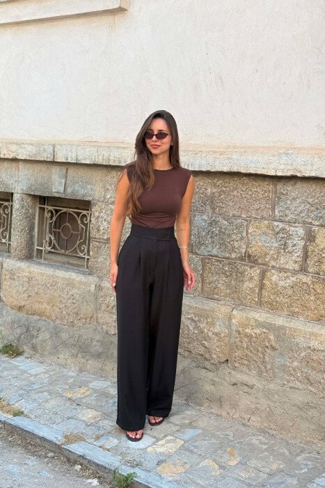 SIMPLE ONE COLOR WOMAN TROUSERS BLACK/ E ZEZE - 2