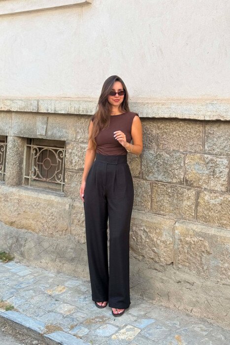 SIMPLE ONE COLOR WOMAN TROUSERS BLACK/ E ZEZE - 3