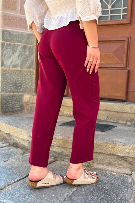 SIMPLE ONE COLOR WOMAN TROUSERS BURGUNDY/VISHNJE - 7