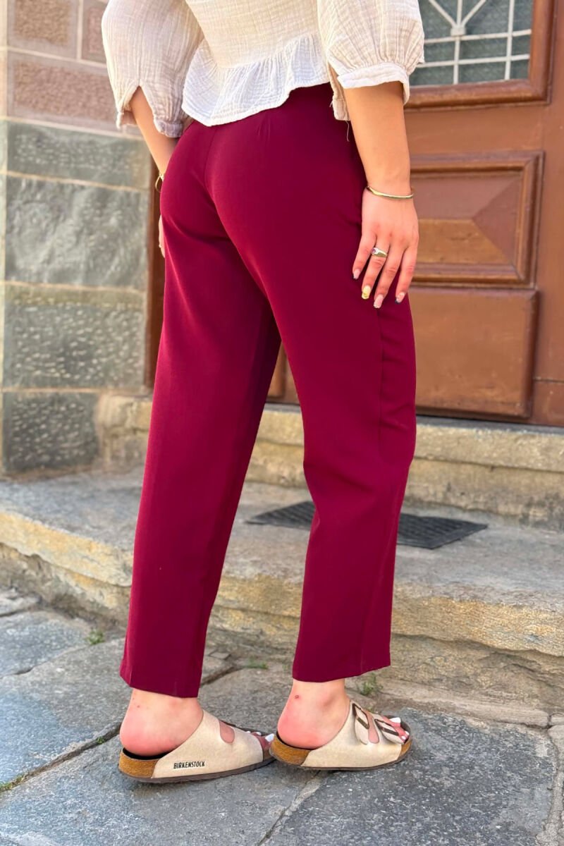 SIMPLE ONE COLOR WOMAN TROUSERS BURGUNDY/VISHNJE - 7