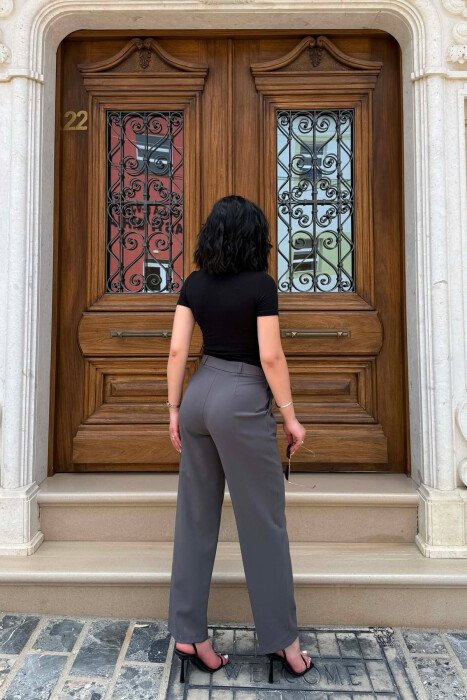 SIMPLE ONE COLOR WOMAN TROUSERS DARK GREY/GEE - 3