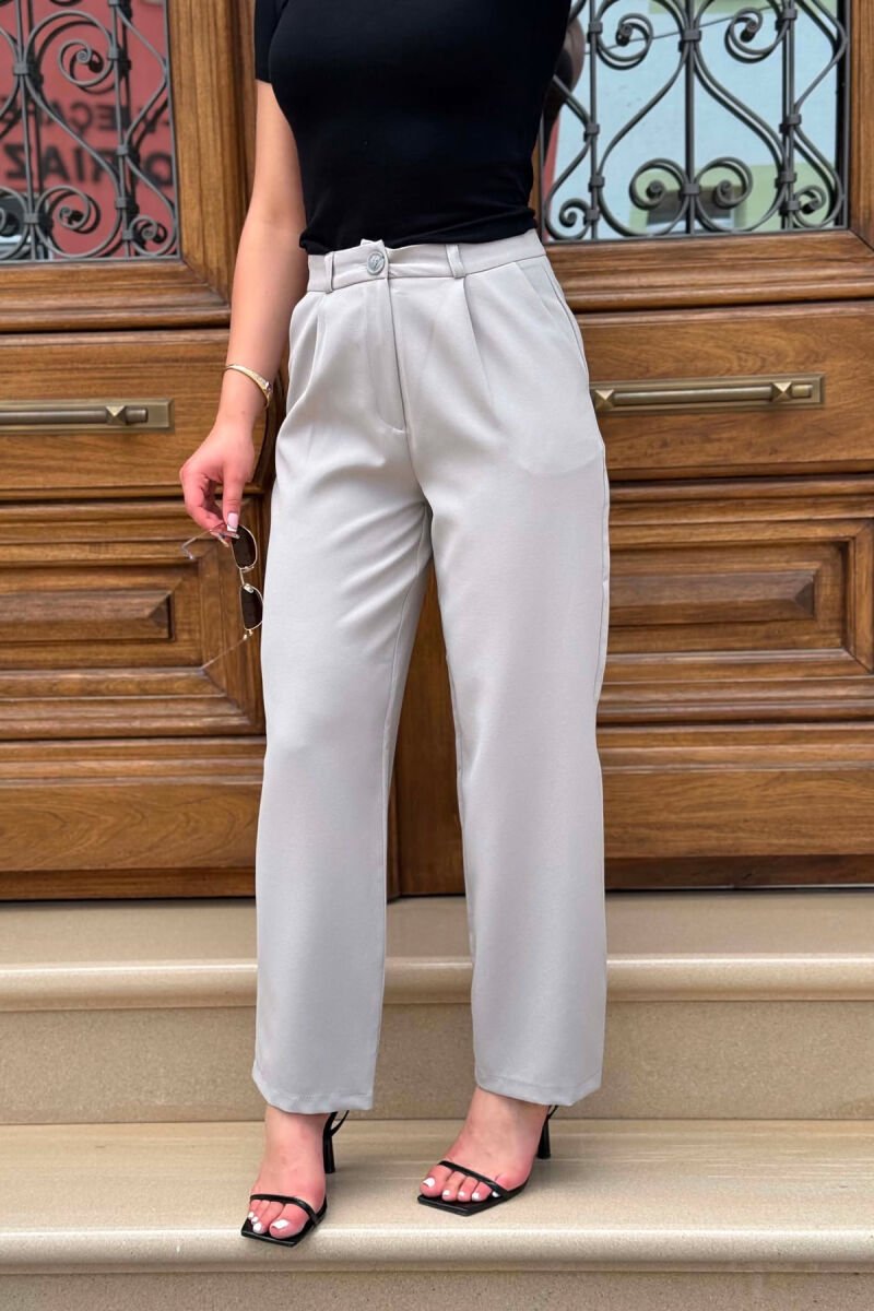 SIMPLE ONE COLOR WOMAN TROUSERS LIGHT GREY/GZ - 2