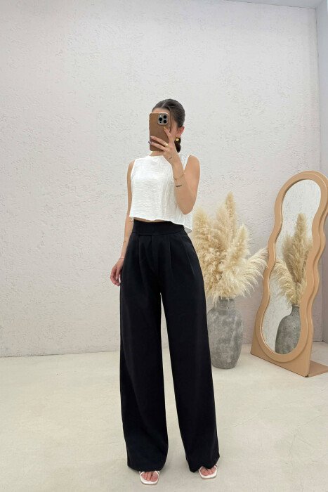 SIMPLE ONE COLOR WOMAN TROUSERS MIDNIGHT BLUE/BLU MESNATE - KLAUDIO FASHION
