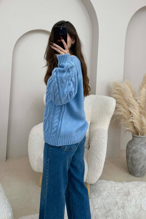 SIMPLE ONE COLOR WOMEN CARDIGAN LIGHTBLUE/BZ - 4