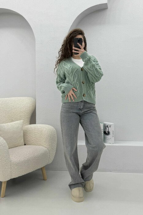 SIMPLE ONE COLOR WOMEN CARDIGAN MINT/MENTE - 