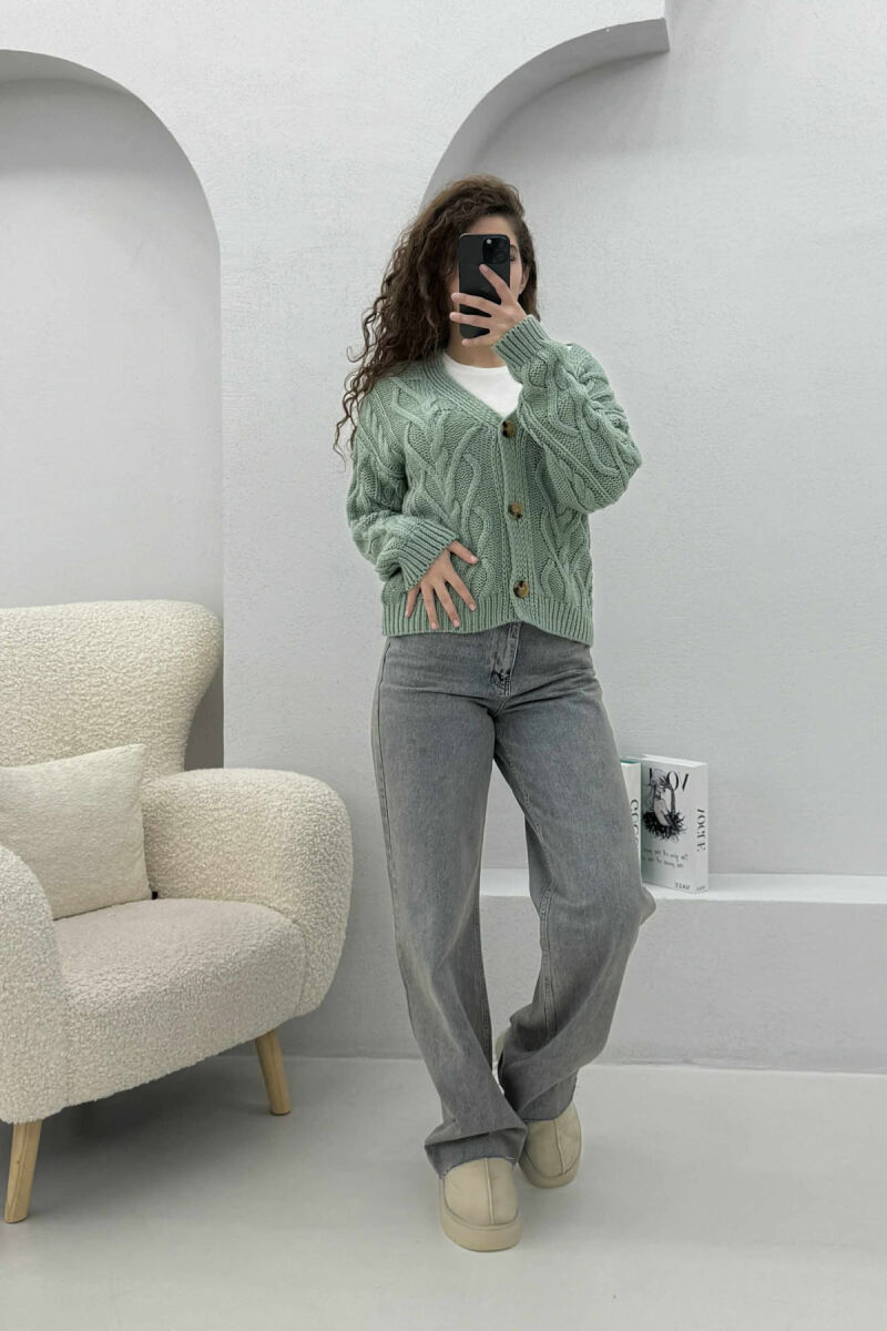 SIMPLE ONE COLOR WOMEN CARDIGAN MINT/MENTE - 1