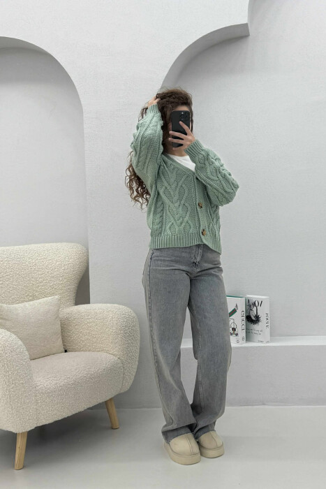 SIMPLE ONE COLOR WOMEN CARDIGAN MINT/MENTE - 2