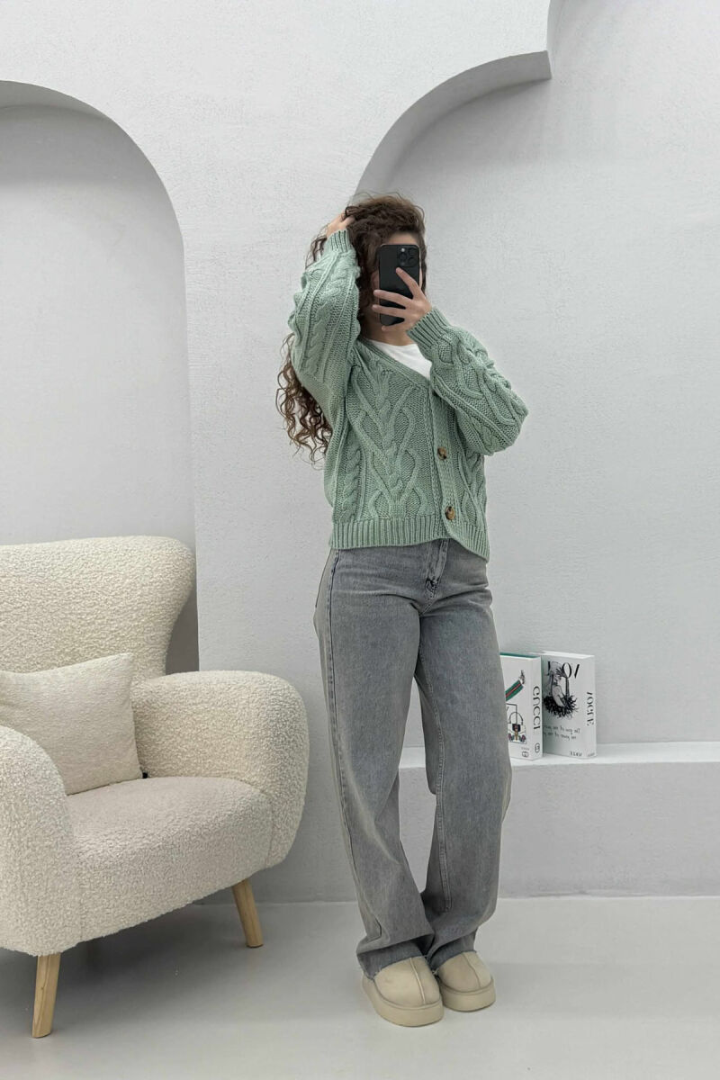 SIMPLE ONE COLOR WOMEN CARDIGAN MINT/MENTE - 2
