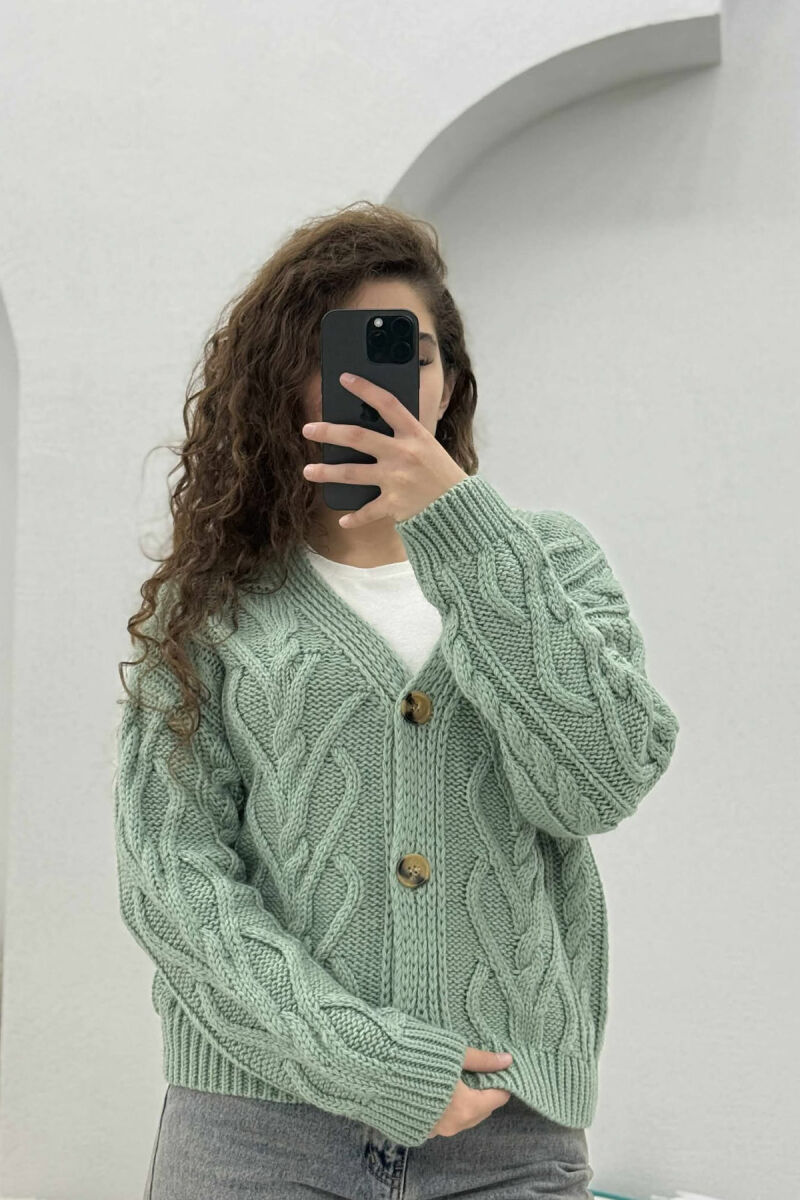 SIMPLE ONE COLOR WOMEN CARDIGAN MINT/MENTE - 3