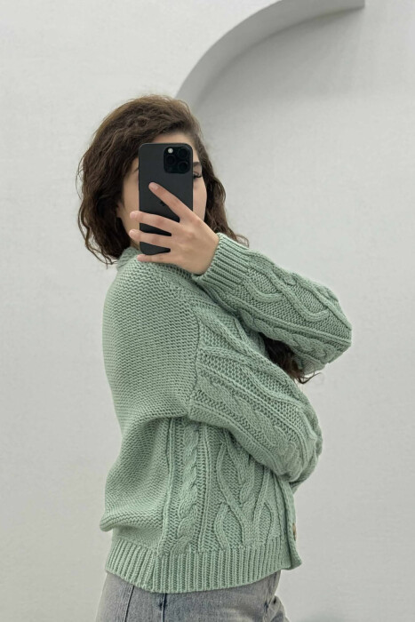 SIMPLE ONE COLOR WOMEN CARDIGAN MINT/MENTE - 4