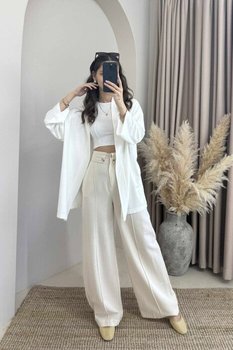 SIMPLE ONE COLOR WOMEN SHIRT WHITE-E BARDHE - KLAUDIO FASHION