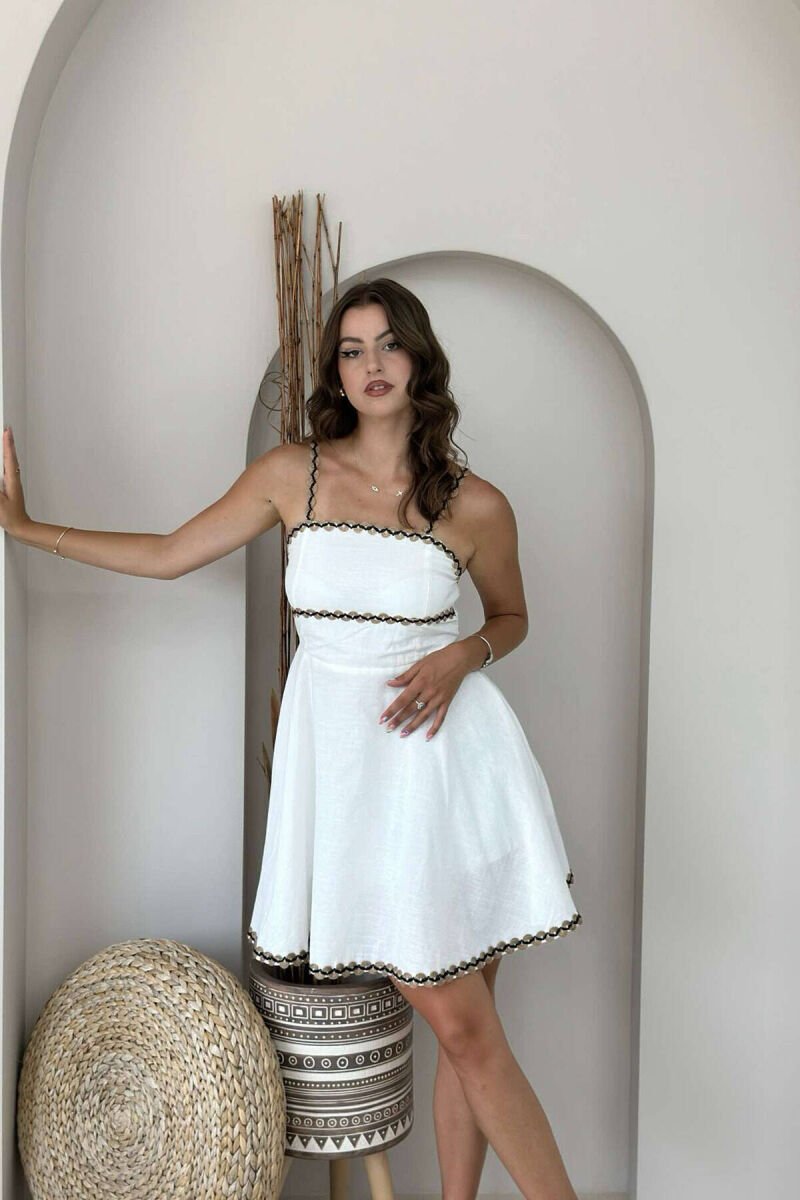 SIMPLE ONE COLOR WOMEN DRESS WHITE-E BARDHE - 3