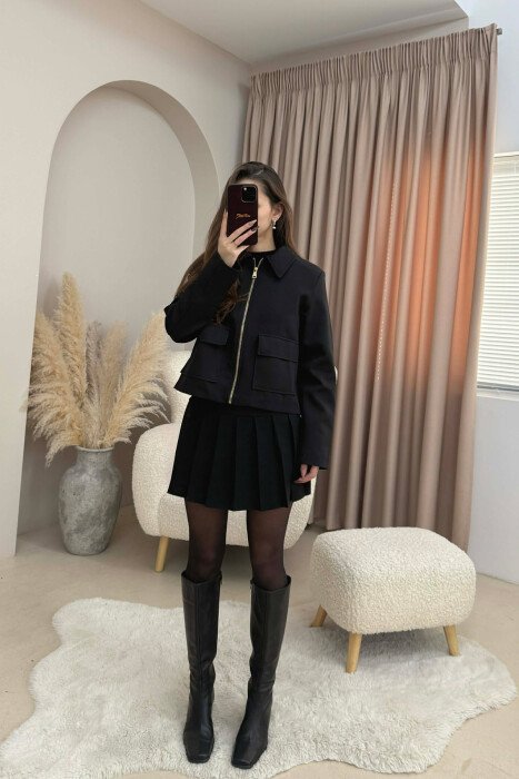 SIMPLE ONE COLOR WOMEN JACKET BLACK/ E ZEZE - 2