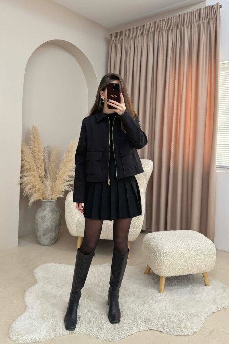 SIMPLE ONE COLOR WOMEN JACKET BLACK/ E ZEZE 