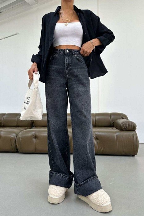 SIMPLE ONE COLOR WOMEN JEANS BLACK/ E ZEZE - 1