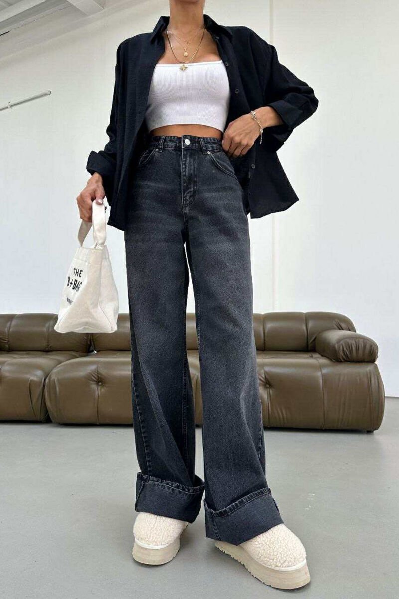 SIMPLE ONE COLOR WOMEN JEANS BLACK/ E ZEZE - 1