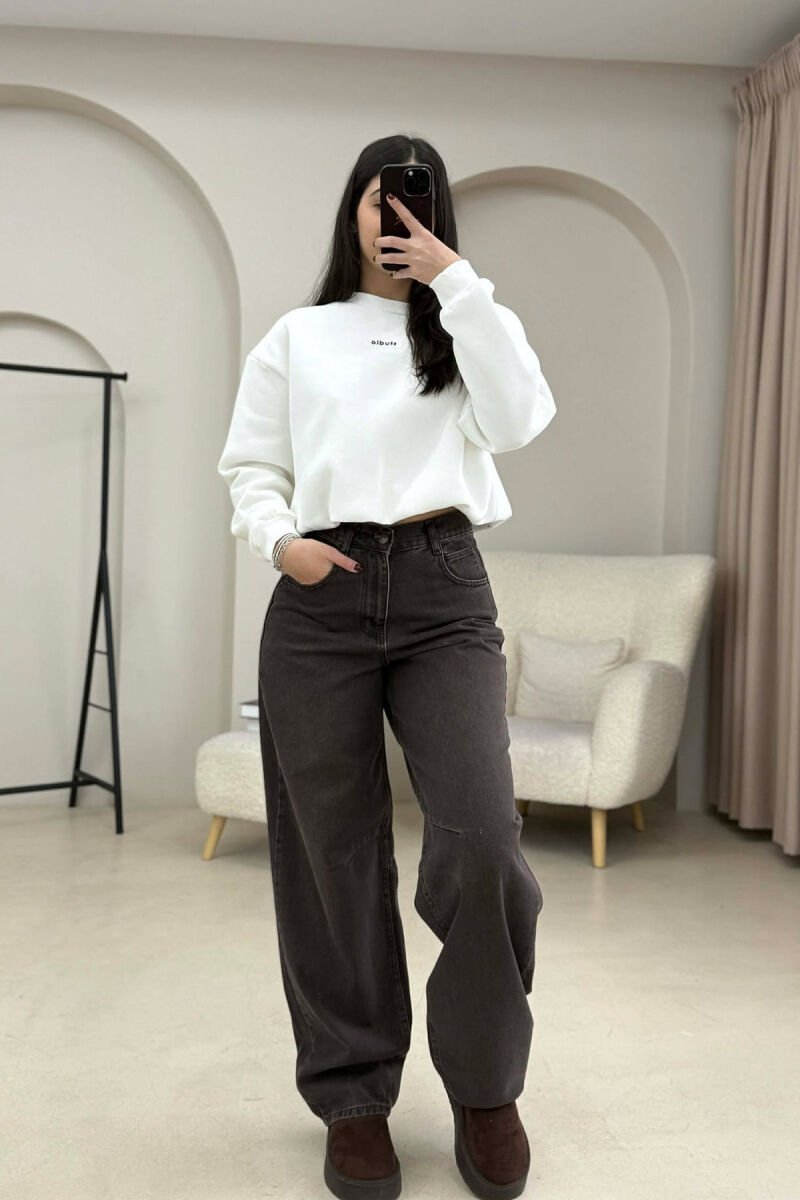 SIMPLE ONE COLOR WOMEN JEANS BROWN/KAFE - 3