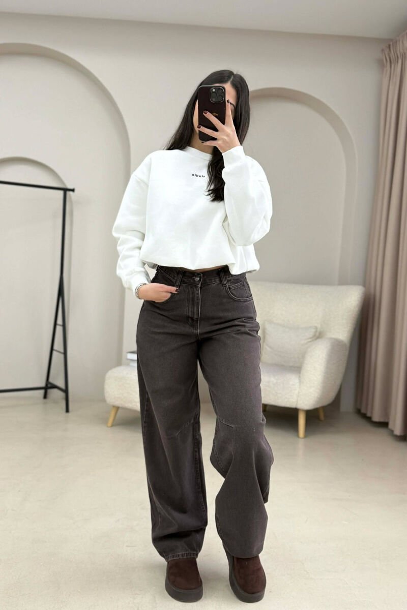 SIMPLE ONE COLOR WOMEN JEANS BROWN/KAFE - 4