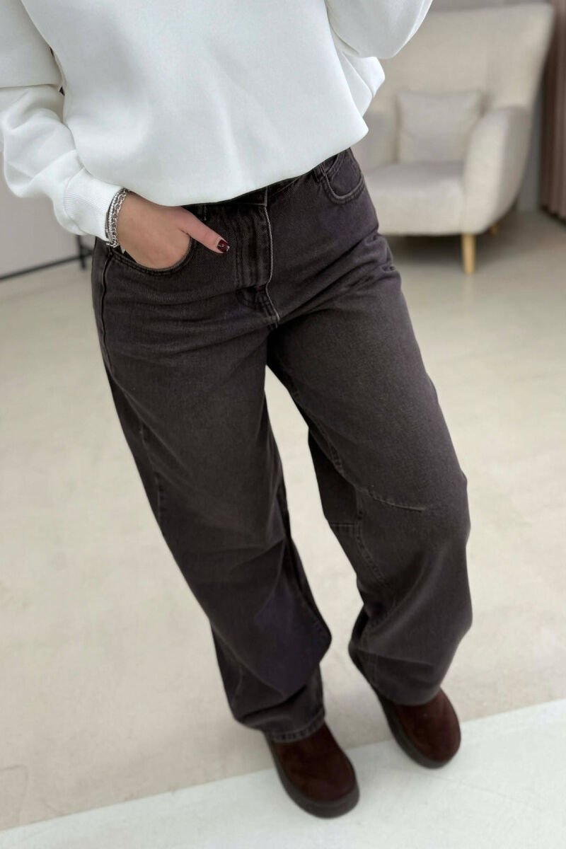 SIMPLE ONE COLOR WOMEN JEANS BROWN/KAFE - 6